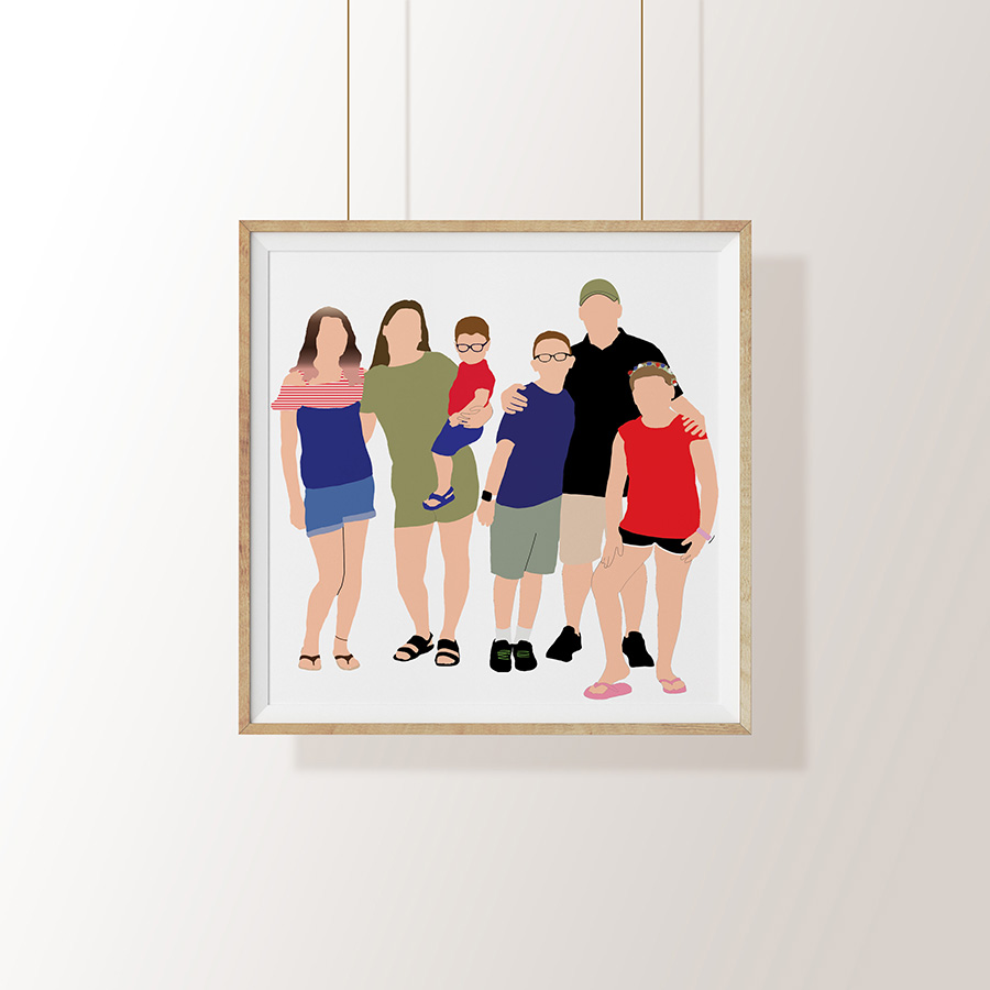 Small family faceless digital portrait